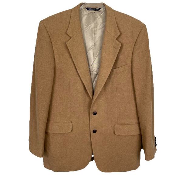 Lands End Other - Vtg Lands End Camel Hair Wool Sport Coat Blazer Mens 44L Tan Preppy Business